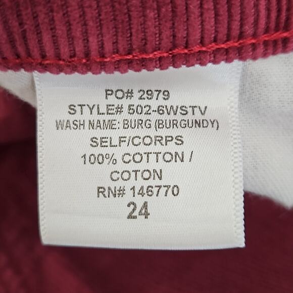 Re/Done Originals High Rise Straight Cropped Corduroy Jeans Burgundy | Women 24 - Picture 13 of 15